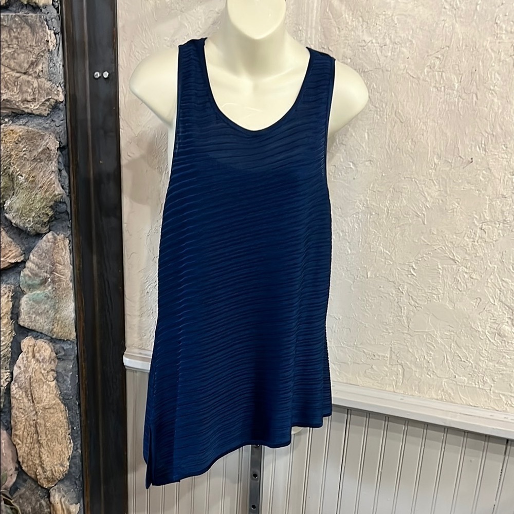 White House Black Market Blue Asymmetrical Tank Top
